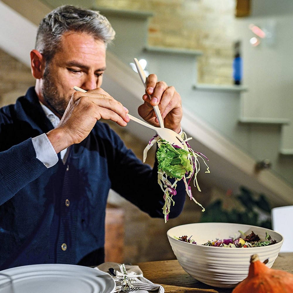 Guzzini Tierra Salad Cutlery, Pio & Tito Toso, 28 cm, White Guzzini